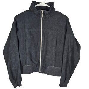 Kaelin Black Jacket Full Zip Up Cropped High Neck Polyester‎ Women's M